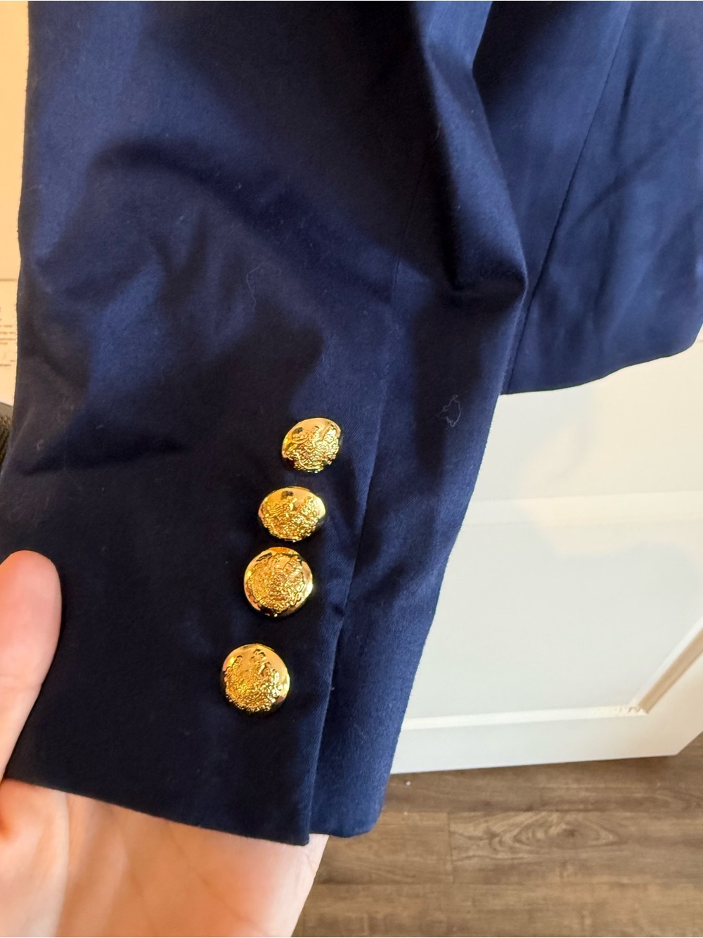 Lauren Ralph Lauren Navy Double-Breasted Gold Button Blazer - Picture 3 of 6